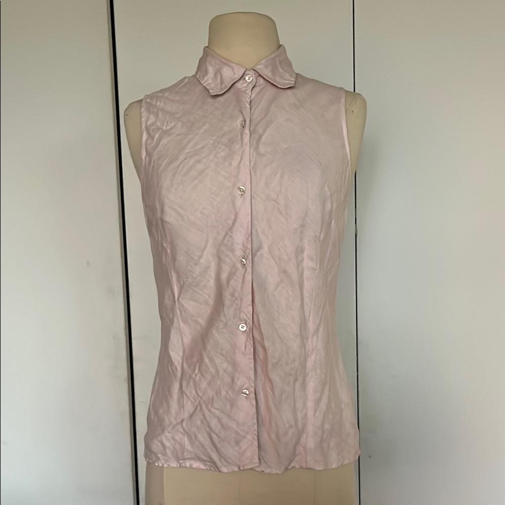 Pink Sleeveless Button-Up Top